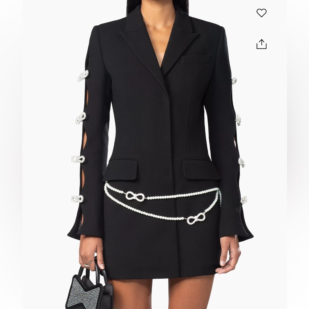 Mach & Mach Crystal & Faux Pearl-Embellished Blazer Minidress